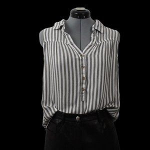 Grey/White Striped Sleeveless Top